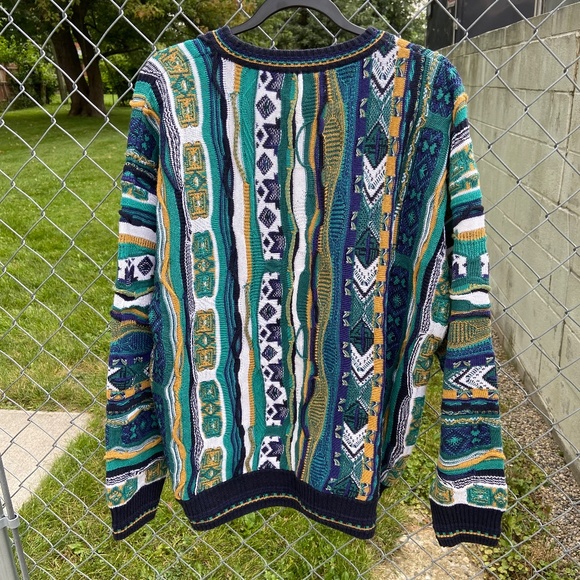 Vintage 90s Florence Tricot Sweater Mens XL Colorful Coogi Style Sweatshirt AOP - Picture 5 of 9